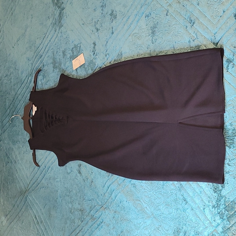 Belle Sky, black midi body con dress, size XS.